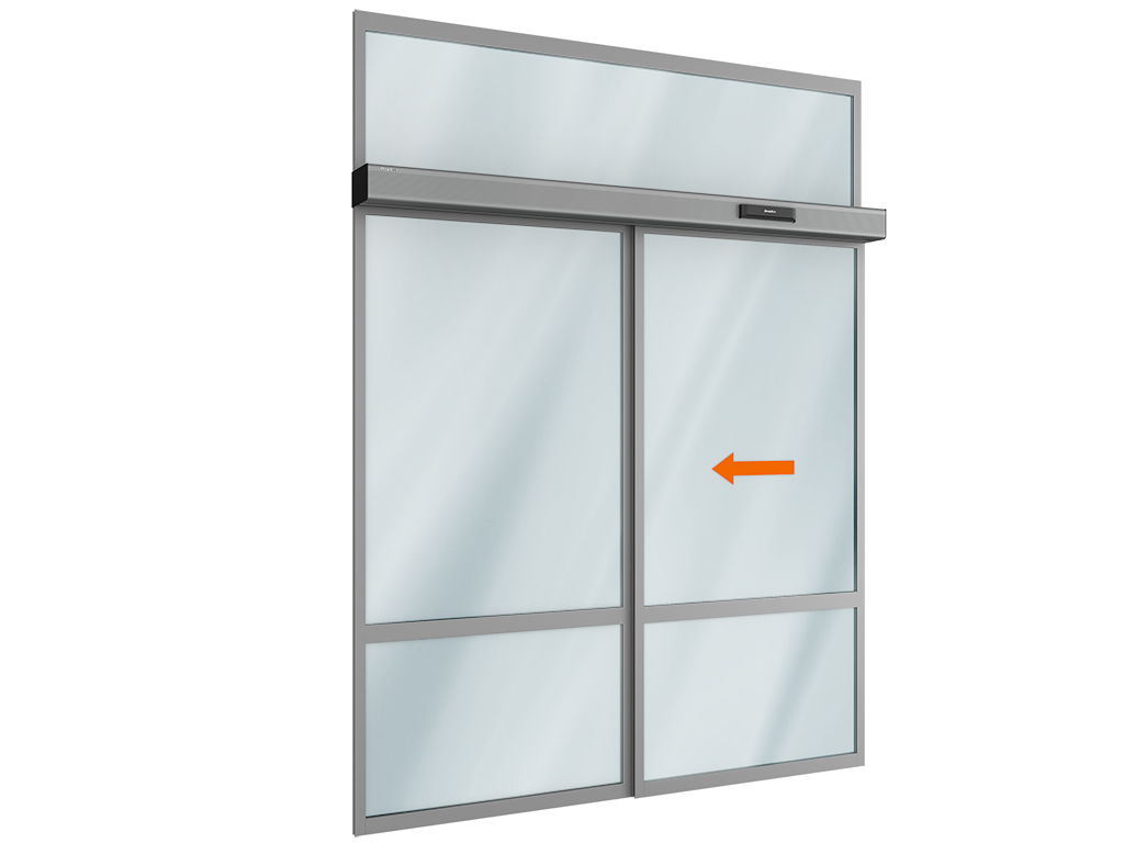 AD-SP drayveri uchun avtomatik suriladigan eshik to‘plami (bitta harakatlanuvchi, bitta harakatsiz qopqoq va yuqoridan framuga)